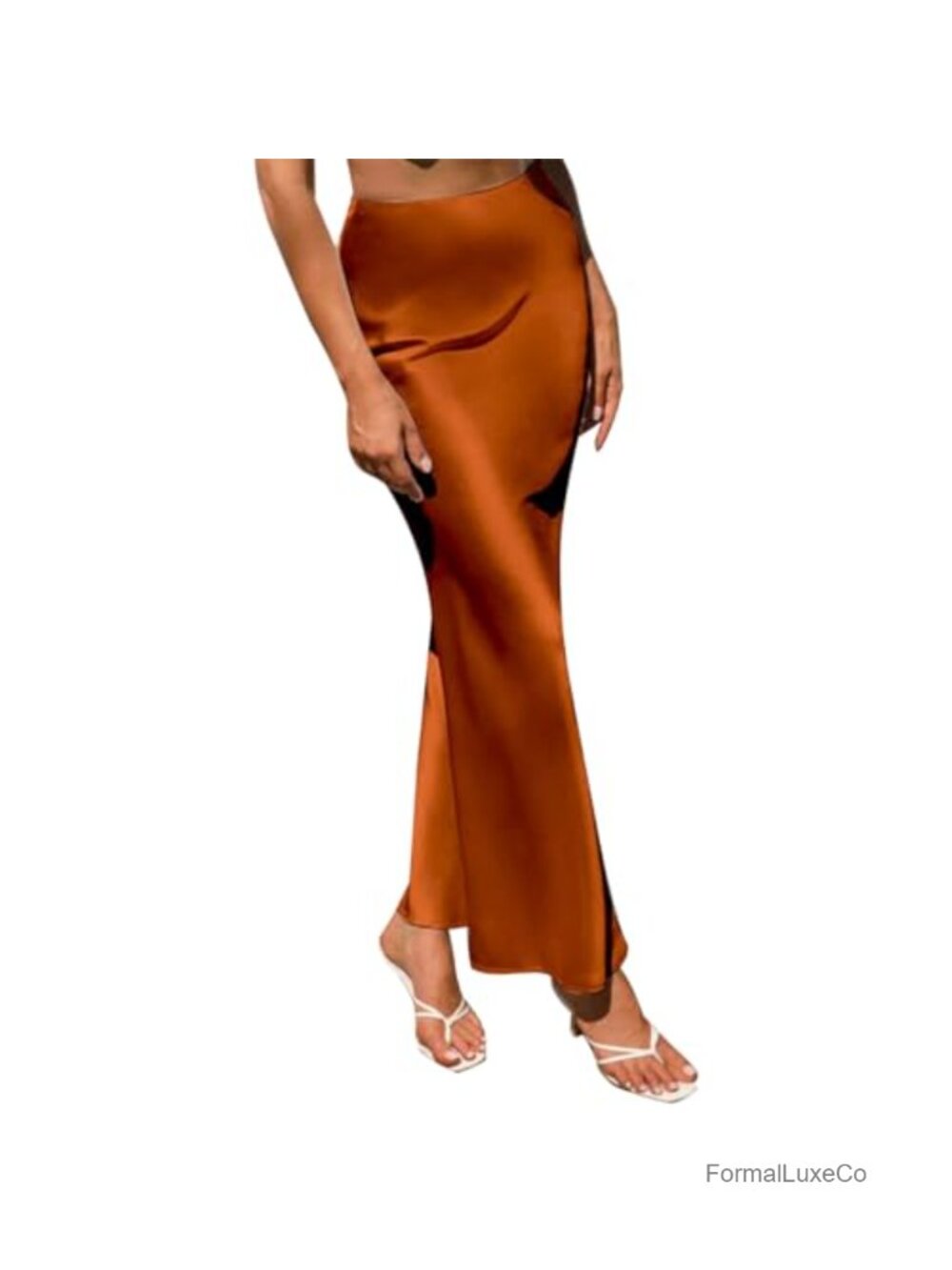 ODIZLI Women's Satin Silk High Waist Ruffle A-Line Long Maxi Tulip Hem Skirt